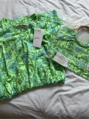 NWT LILLY PULITZER MELLI DRESS SIZE M MEDIUM COOL MINT CATCHING RAYS PURSE TOO